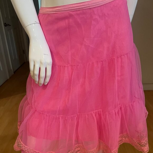 Y2K FREE PEOPLE TULLE LACE TRIM SKIRT SIZE M MEDIUM - Picture 2 of 5